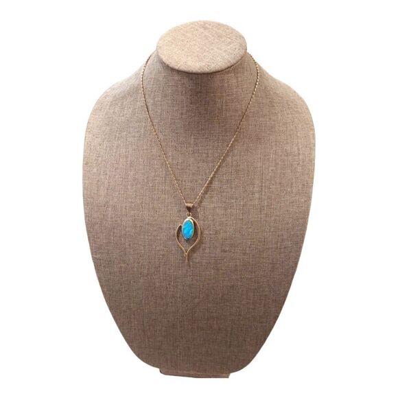 Vintage Mexico Foiled Opalite Free Form Sterling Silver 925 Pendant Necklace - Picture 8 of 12